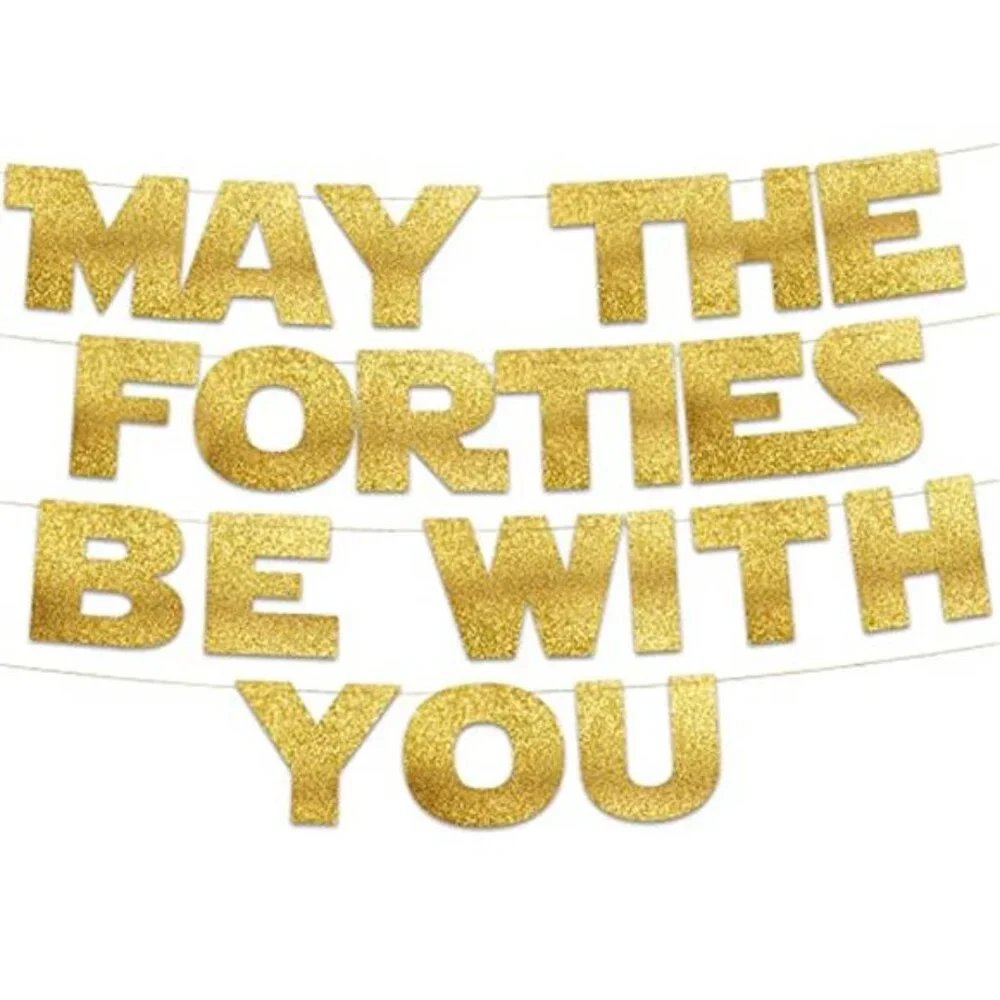 40th Birthday Banner Gold Glitter Party Decoration Anniversary Party Supplies